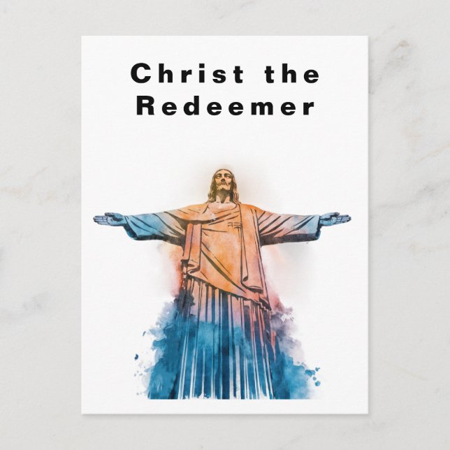 Christ the Redeemer Rio de Janeiro Watercolor  Postkarte (Vorderseite)