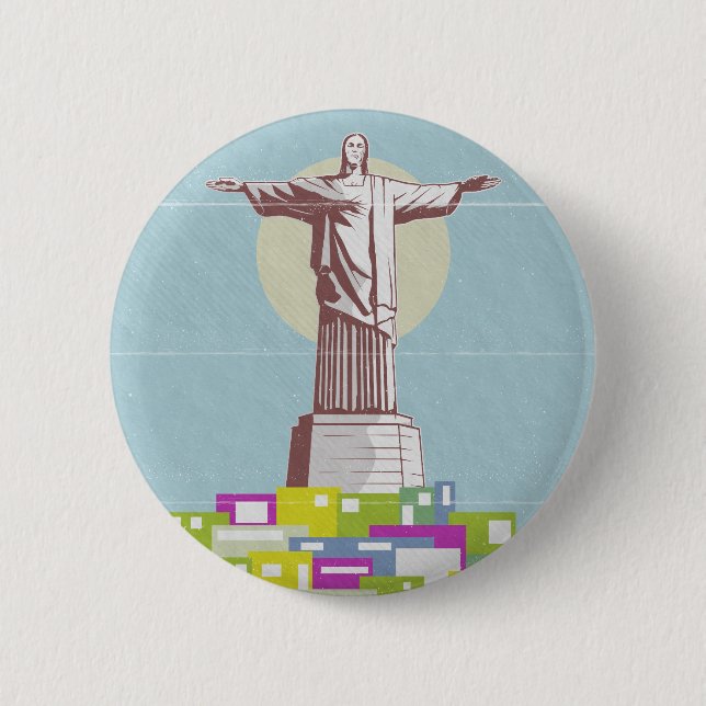 Christ the Redeemer Travel Poster Favela Button (Vorderseite)