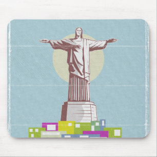 Christ the Redeemer Travel Poster Favela Mousepad