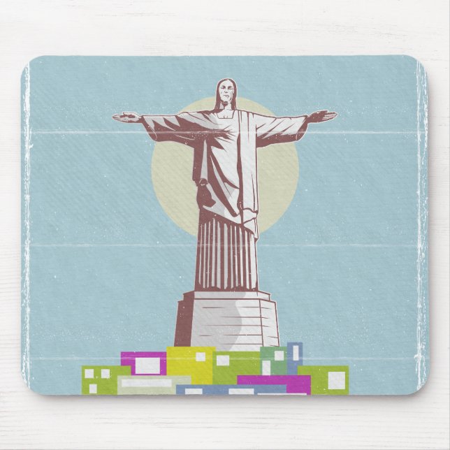 Christ the Redeemer Travel Poster Favela Mousepad (Vorne)