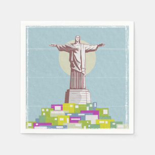 Christ the Redeemer Travel Poster Favela Serviette