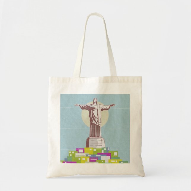 Christ the Redeemer Travel Poster Favela Tragetasche (Vorne)
