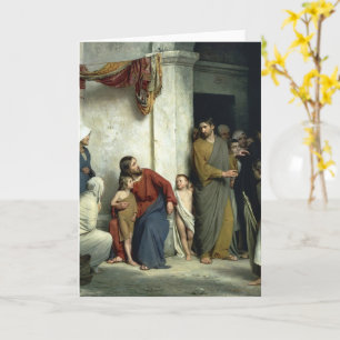 Christ und die Kinder von Carl Bloch Karte