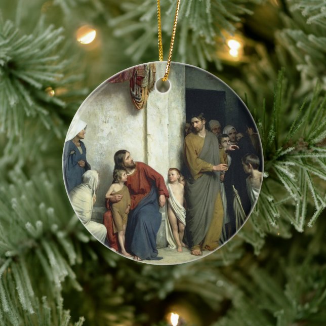 Christ und die Kinder von Carl Bloch Keramik Ornament (Baum)