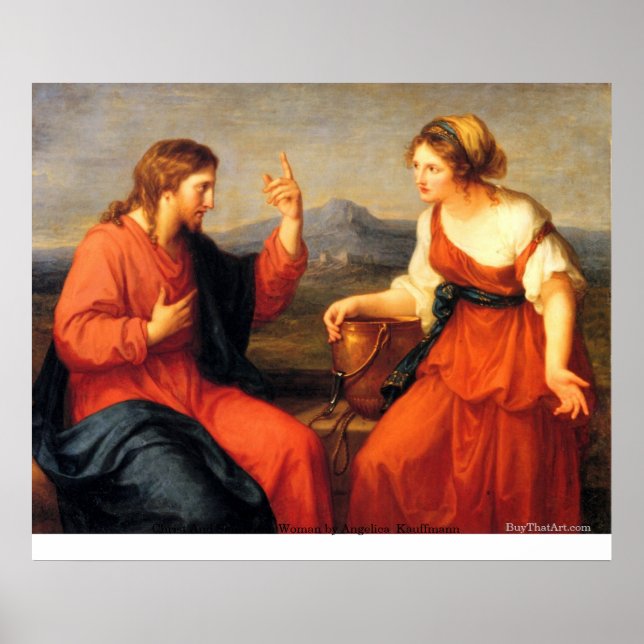 Christ und Samariterin von Angelica Kauffmann Poster (Vorne)