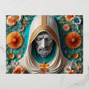 Christ Unsere Lord-Paperets sehen blau und orange Folien Feiertagspostkarte