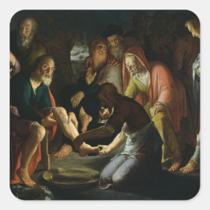 Christ Washing the Jünger' Feet, 1623 Quadratischer Aufkleber