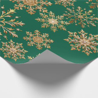 Christams Gold and Green Snowflake Wrapping paper Geschenkpapier