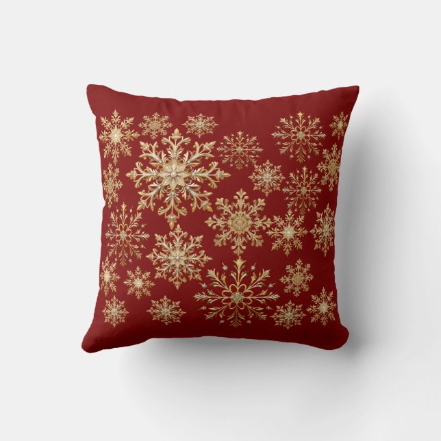Christams Gold and Red Snowflake  Kissen (Rückseite)