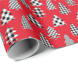 Christbaum Buffalo Kariertes Rot Geschenkpapier