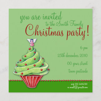 Christbaum Cupcake grüne Party Einladung