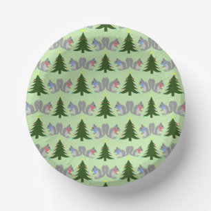 Christbaum Dekorieren Eichhörnchen Gemustert Pappteller