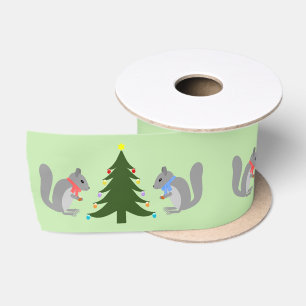 Christbaum Dekorieren Eichhörnchen Gemustert Satinband