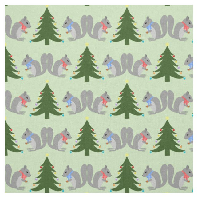 Christbaum Dekorieren Eichhörnchen Gemustert Stoff (Muster)