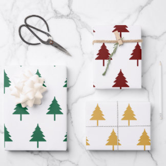 Christbaum Drei Farben Geschenkpapier Set
