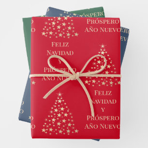 Christbaum Feliz Navidad y Prospero Año Nuevo Geschenkpapier Set