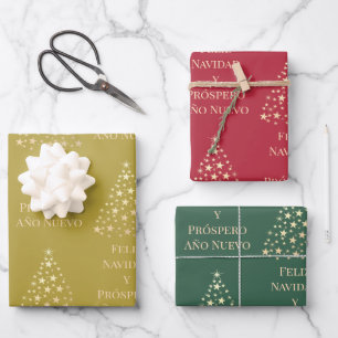 Christbaum Feliz Navidad y Prospero Año Nuevo Geschenkpapier Set