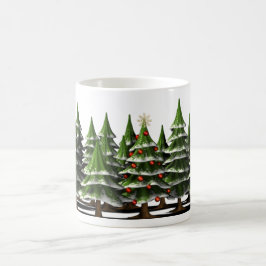 Christbaum im friedlichen Wald dekoriert Tasse
