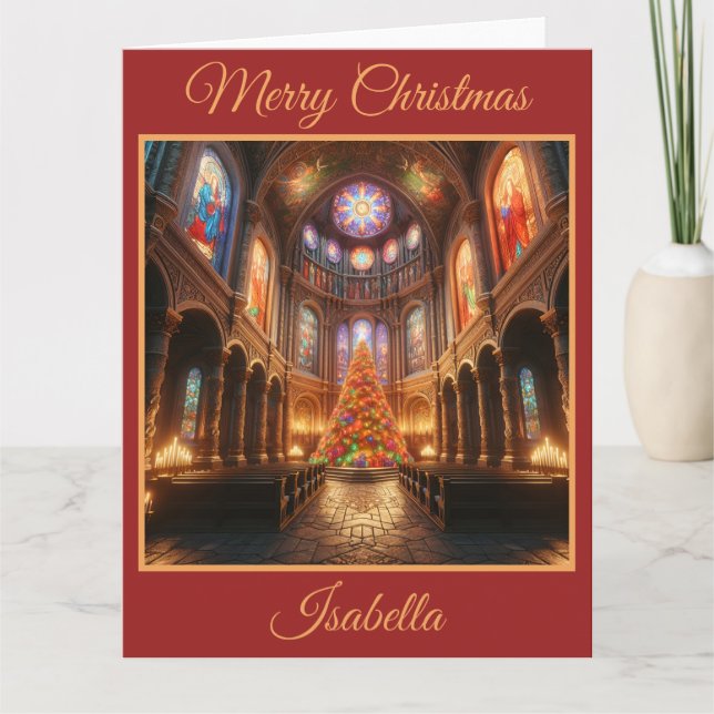 Christbaum in einer malerischen Kapelle Karte (Vorderseite)