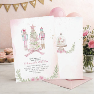 Christbaum Nussknacker Ballett Rosa Wasserfarbe Ba Einladung