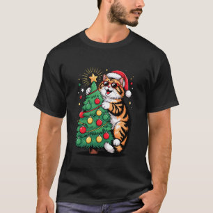 Christbaum Sibirische Katze Sonnenbrille Moskau La T-Shirt