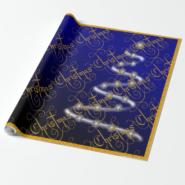 Christbaum und Sterne - Geschenkpapier (Ungerollt)