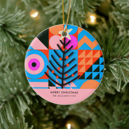 Christbaume Moderne geometrische Pinks Blues Keramik Ornament