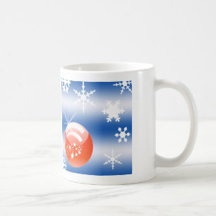 Christbaumkugel Schneeflocke blau weiß rot Tasse