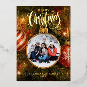 Christbaumkugeln Foto Elegant Folien Feiertagskarte
