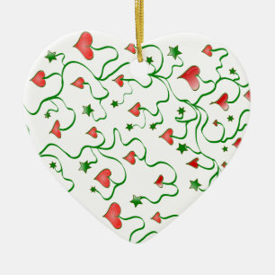 Christbaumschmuck aus Herzen und Sternen Keramikornament
