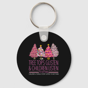 Christbaumspitzen glänzen und Kinder hören zu Schlüsselanhänger