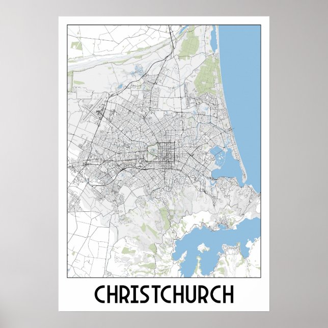 Christchurch Map Poster (Vorne)