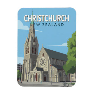 Christchurch Neuseeland Illustration Reise Kunst Magnet