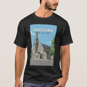 Christchurch Neuseeland Illustration Reise Kunst T-Shirt