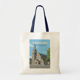 Christchurch Neuseeland Illustration Reise Kunst Tragetasche
