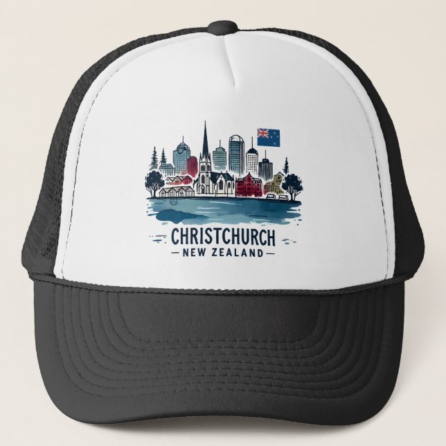 Christchurch Neuseeland Truckerkappe (Vorderseite)