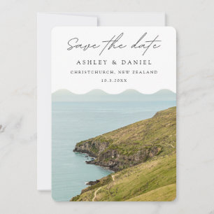 Christchurch Save the Date New Zealand Wedding Einladung