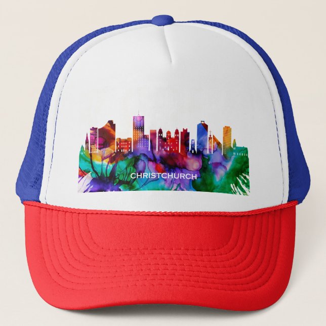 Christchurch Skyline Truckerkappe (Vorderseite)