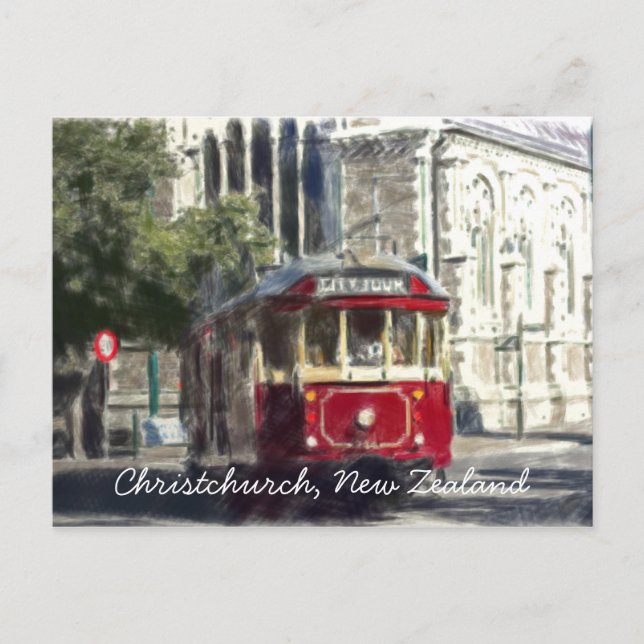 Christchurch Tram Postkarte (Vorderseite)