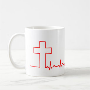 Christen Cross Heartbeat Life EKG ECG Tasse
