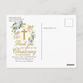 Christening Angels Glitzer Danke Postcard Postkarte