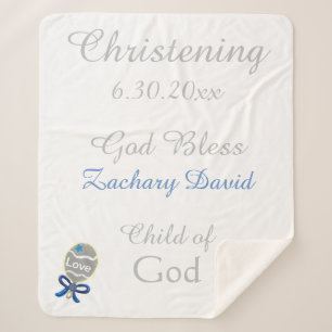 Christening Baby Boy Blue Rattle Medium Sherpadecke