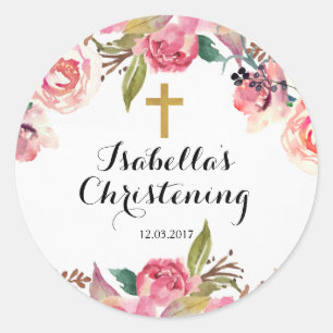 Christening Baptissticker - Goldkreuz Runder Aufkleber