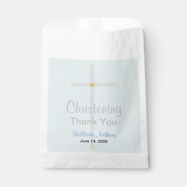 Christening Boy Blue Danke, dass Sie Bags bevorzug Geschenktütchen (Vorderseite)