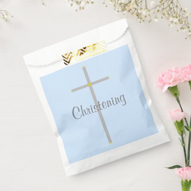 Christening Boy Light Blue Silver Cross Gevor Bag Geschenktütchen (Versiegelt)