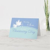 Christening For Son, Dove on Blue