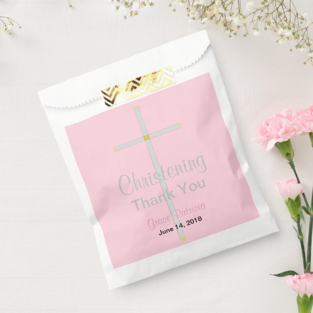 Christening Girl Pink Danke, dass du Bags bevorzug Geschenktütchen (Versiegelt)