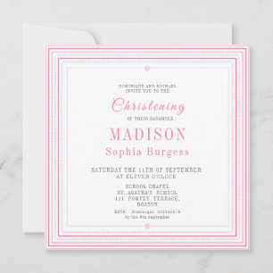 Christening Taufe Naming Simple Pink Modern Anno Ankündigung