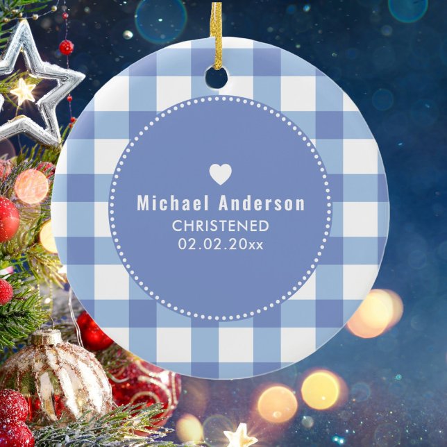 Christening Taufe Niedlich Baby Boy Kids Foto Blue Keramik Ornament (Von Creator hochgeladen)