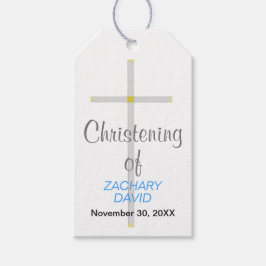Christening von Name Silver Cross Blue Geschenkanhänger